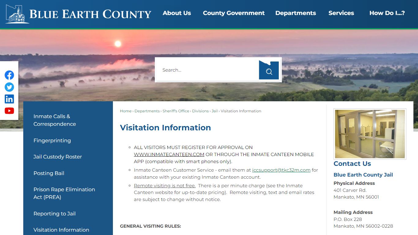 Visitation Information | Blue Earth County, MN - Official Website