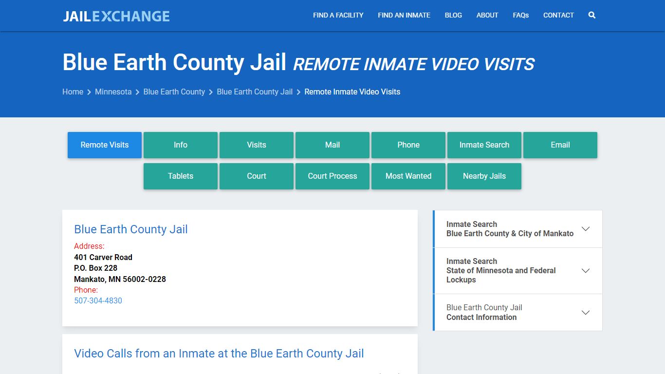Video Visitation - Blue Earth County Jail, MN - Jail Exchange